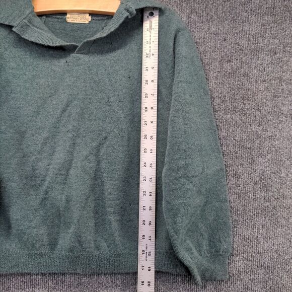 Fully Fashioned Women's Sweater Green 40 Collared Botany Wool Made in Scotland - Picture 12 of 14
